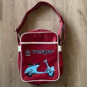 Vintage Red Leather Vespa Piaggio Shoulder Bag